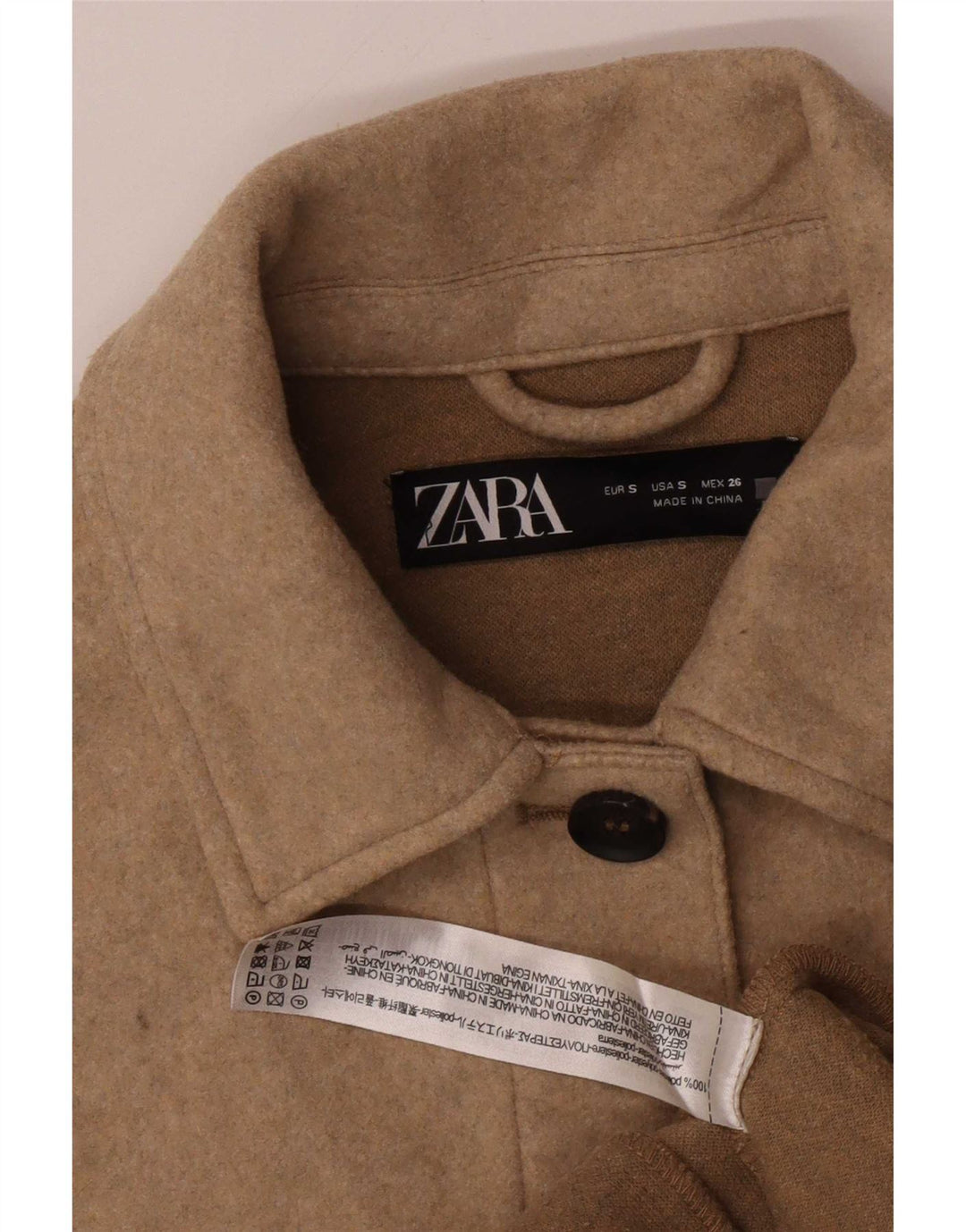 Женская куртка оверсайз Zara Shacket UK 10, маленький коричневый полиэстер