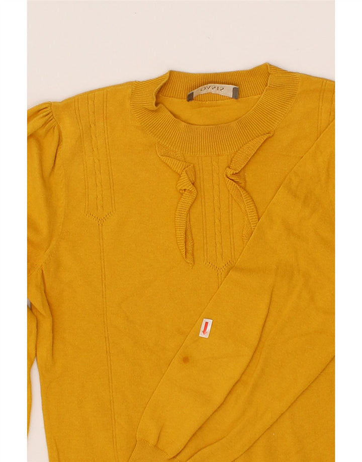 OASIS Womens Ruffle Front Crew Neck Jumper Sweater UK 8 Small Yellow Vintage Oasis and Second-Hand Oasis from Messina Hembry 