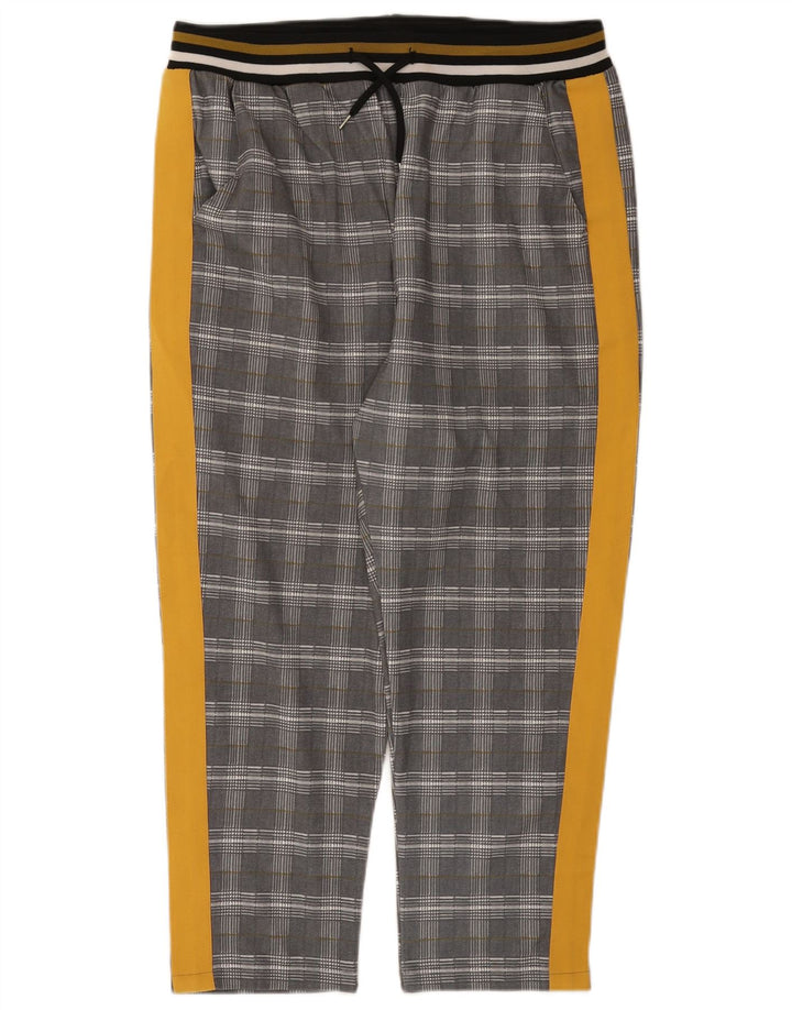 Женские укороченные спортивные брюки Zara UK 14, большой серый полиэстер в клетку