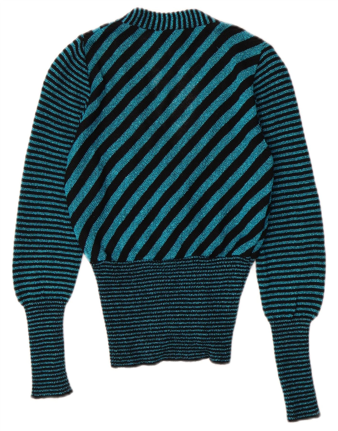 Винтажный женский кардиган с v-образным вырезом, Великобритания, 6 XS, бирюзовый в полоску