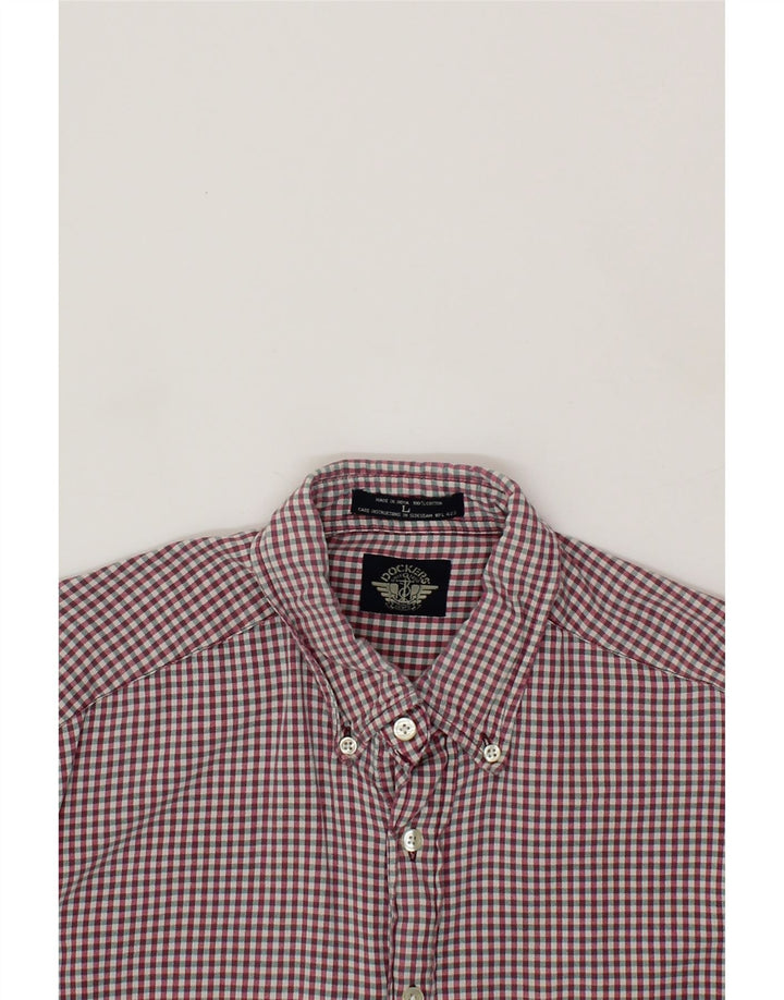 DOCKERS Mens Shirt Large Maroon Gingham Cotton Vintage Dockers and Second-Hand Dockers from Messina Hembry 
