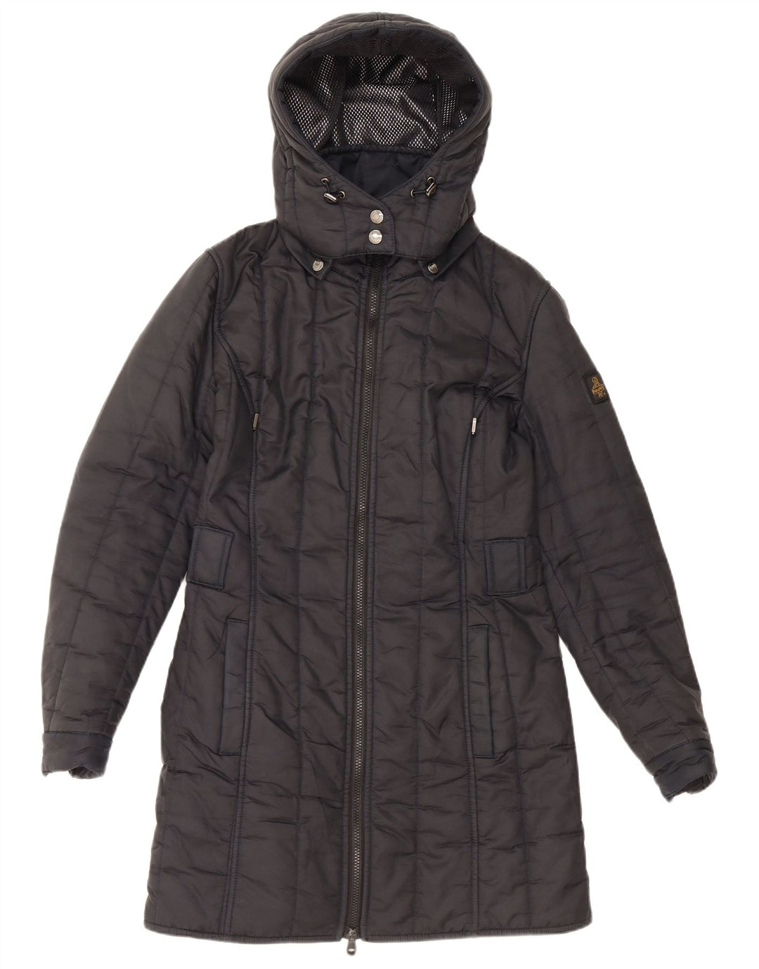 REFRIGIWEAR Женское стеганое пальто с капюшоном UK 14 Средний Темно-Синий Полиамид