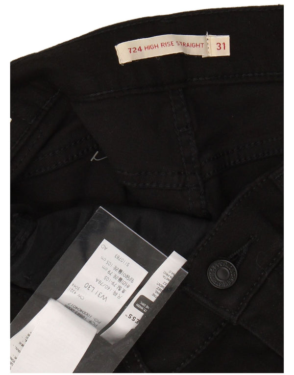 LEVI'S Womens 724 High Rise Straight Jeans W31 L30 Black Cotton