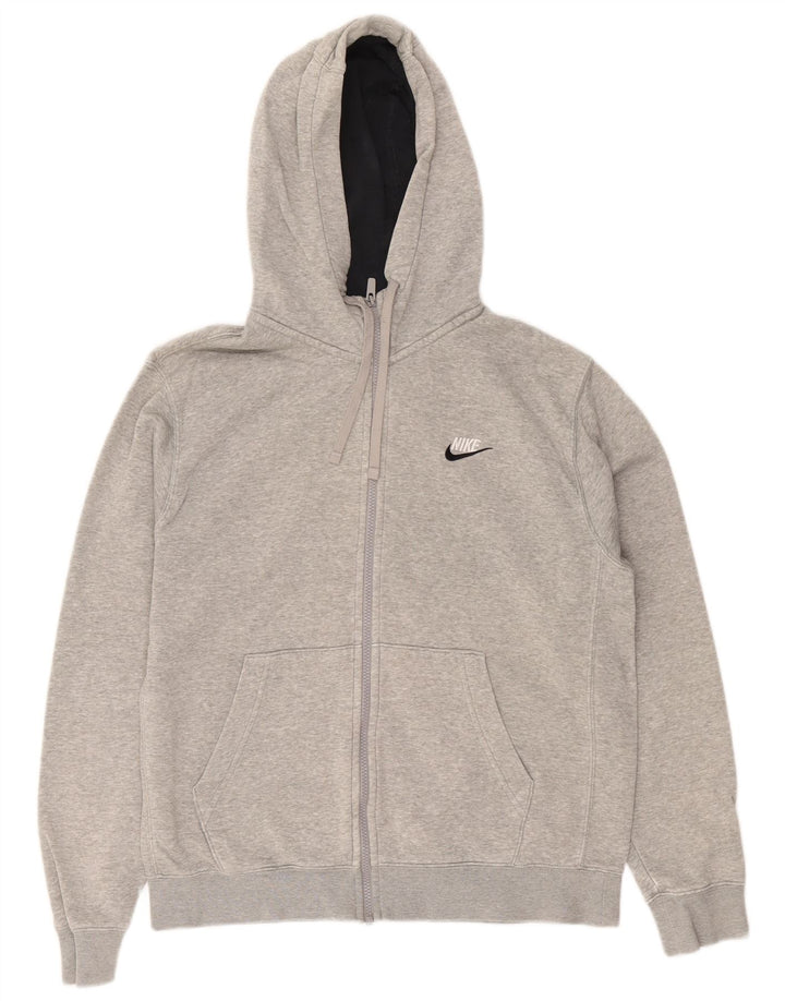 Мужской свитер с капюшоном на молнии Nike среднего серого цвета, хлопок с крапинками