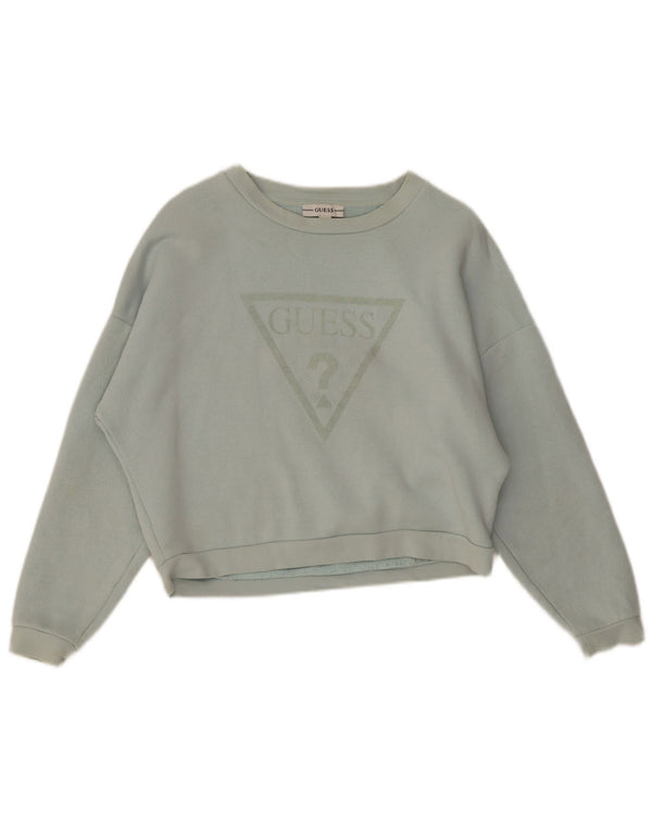 Женский джемпер оверсайз с рисунком Guess UK 6 XS, зеленый хлопок
