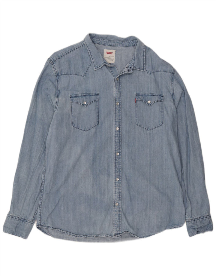 Мужская джинсовая рубашка Levi's 2XL, синяя, хлопок