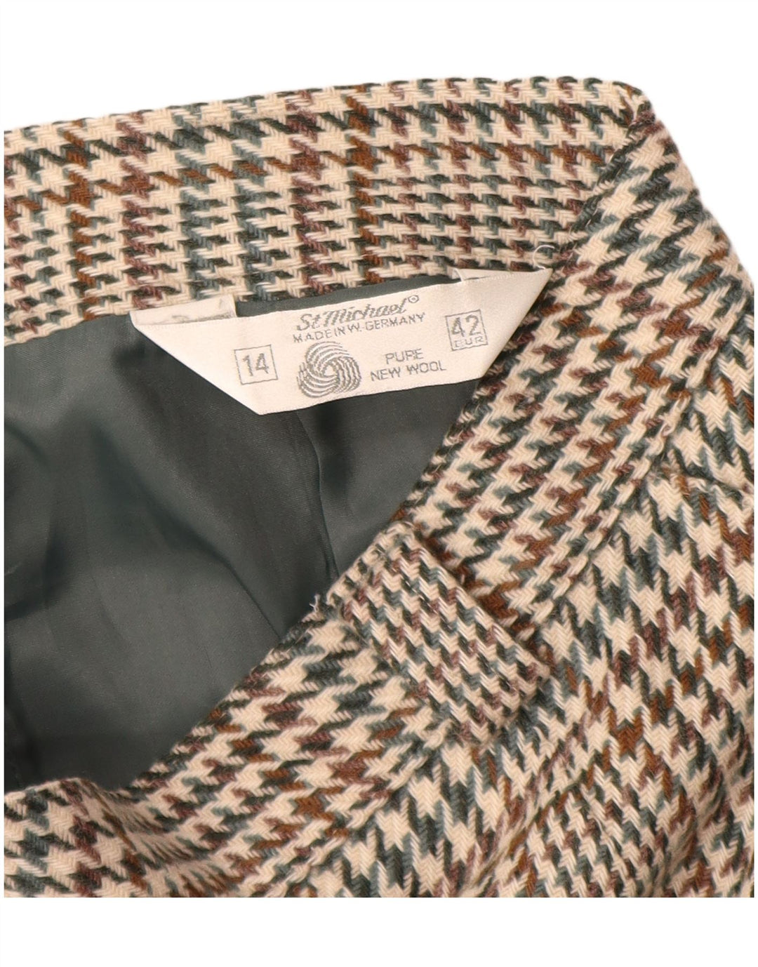 Юбка-карандаш женская ST MICHAEL UK 14, большая W28, бежевая с узором "гусиные лапки"