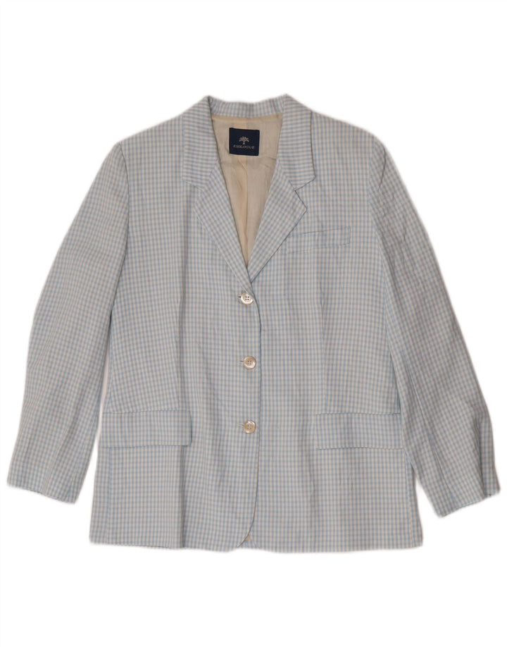 Винтажный женский комплект из 2 предметов с 3 пуговицами IT 46, большая синяя вискоза в мелкую клетку