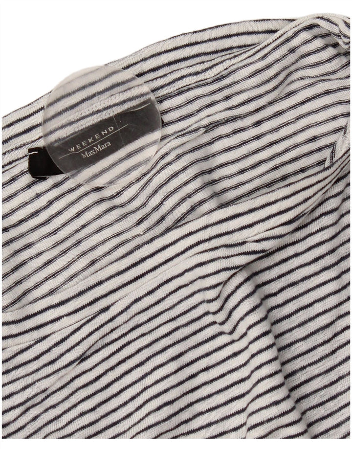 Женская футболка выходного дня Max Mara Top UK 14, средняя белая полоска в морском стиле