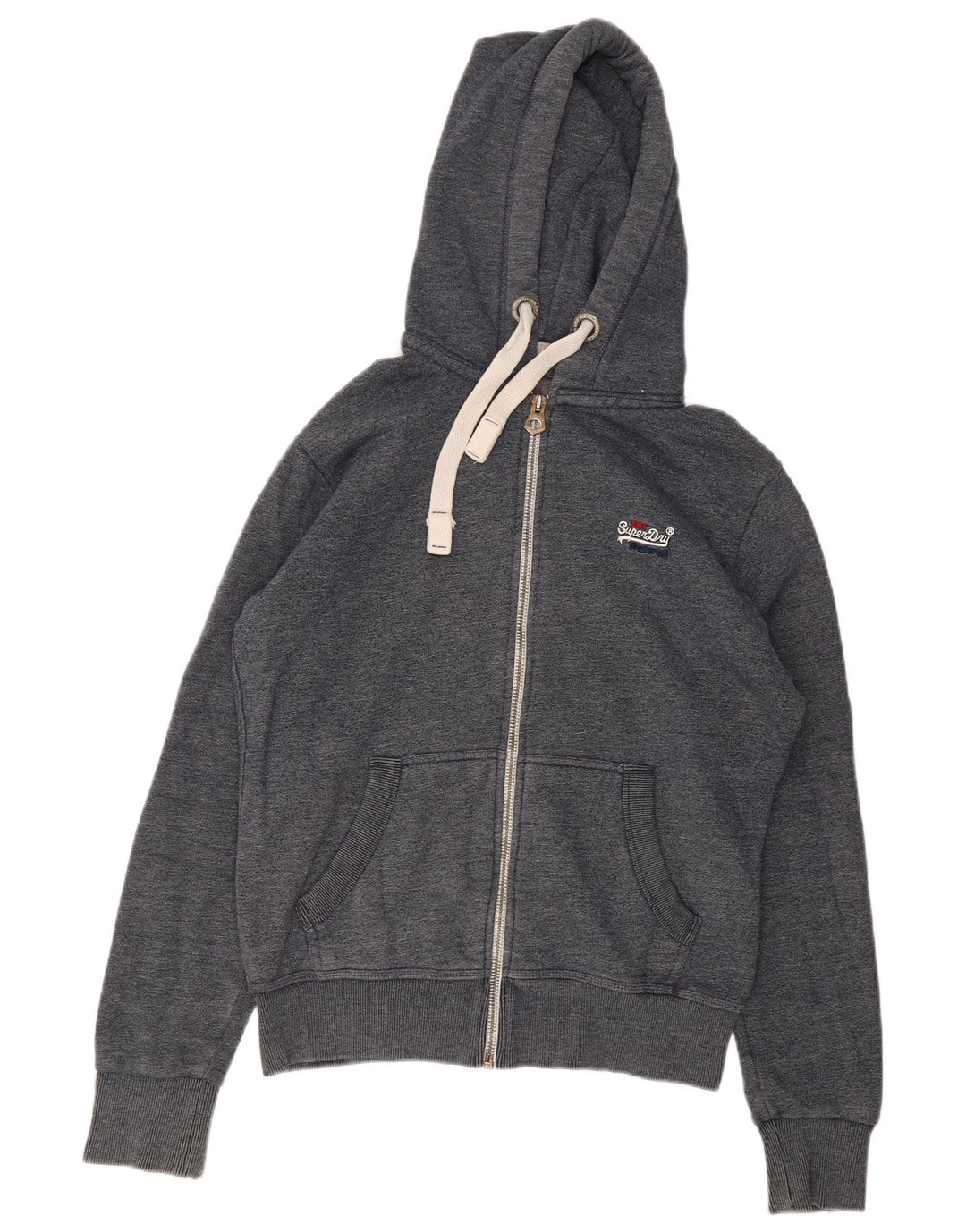 Мужской свитер с капюшоном на молнии Superdry среднего серого цвета, хлопок