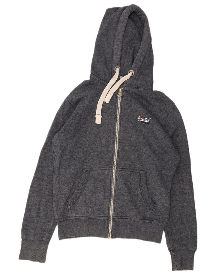 Мужской свитер с капюшоном на молнии Superdry среднего серого цвета, хлопок
