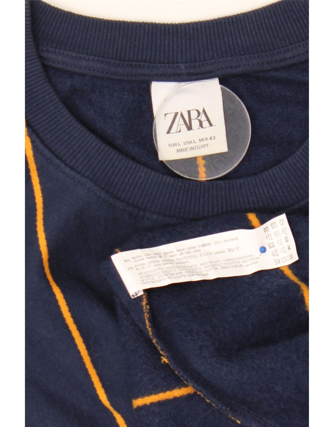 Мужской свитер Zara, большой хлопковый джемпер в темно-синюю полоску