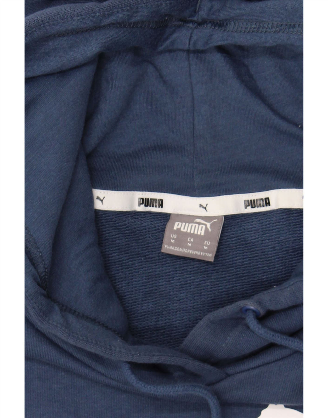 PUMA Mens Graphic Hoodie Jumper Medium Navy Blue Cotton Vintage Puma and Second-Hand Puma from Messina Hembry 
