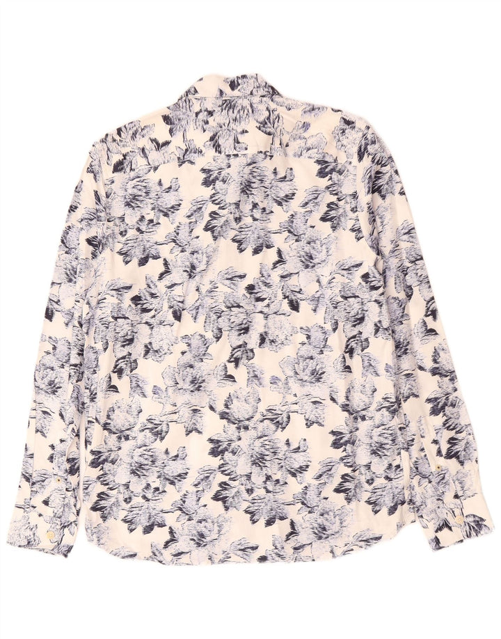 Мужская рубашка TED BAKER, размер 2, маленькая, белый хлопок с цветочным принтом