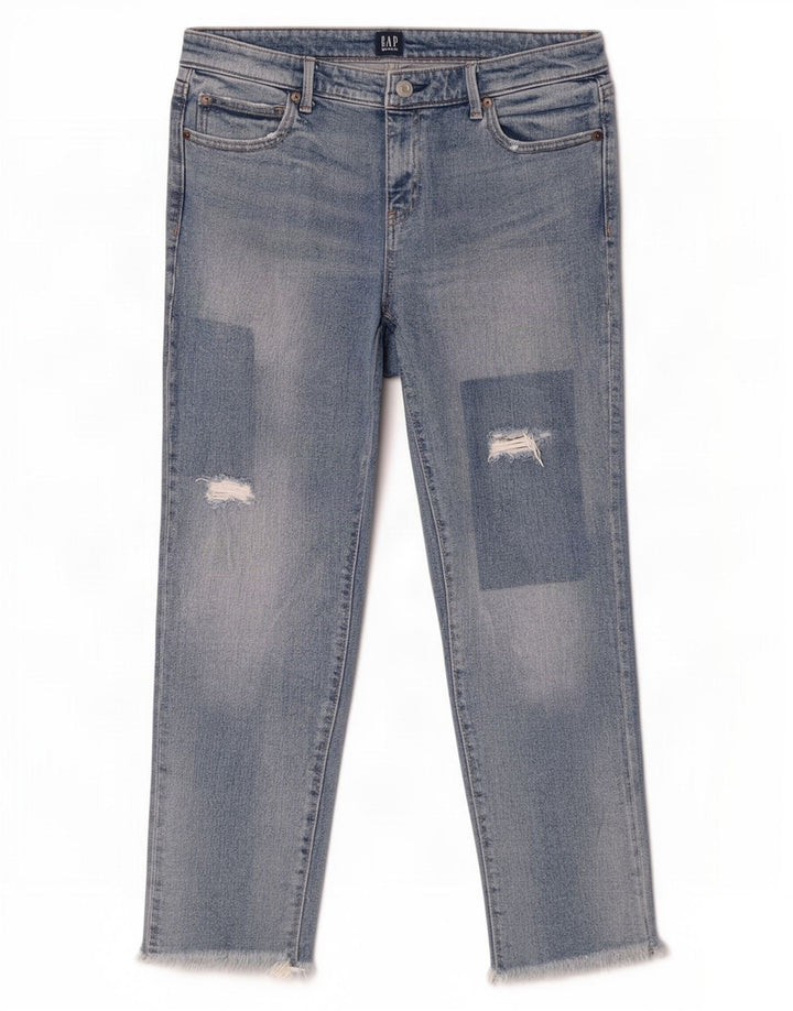 Женские потертые узкие джинсы Gap W28 L26, синие, хлопок