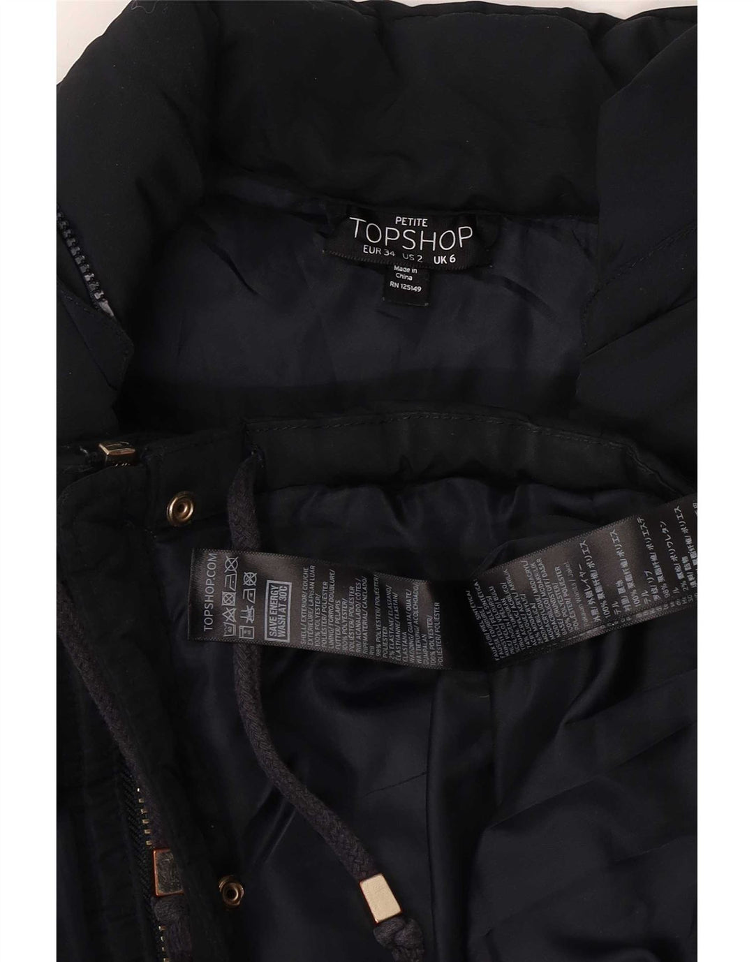 Женская стеганая куртка Topshop UK 6 XS темно-синяя, полиэстер