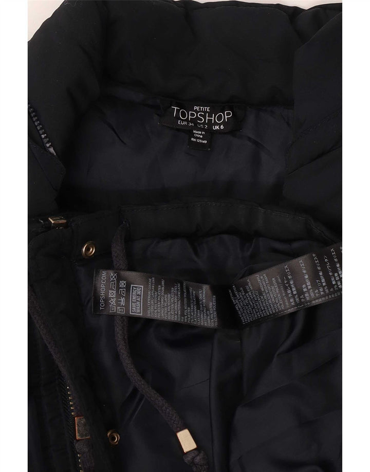 Женская стеганая куртка Topshop UK 6 XS темно-синяя, полиэстер