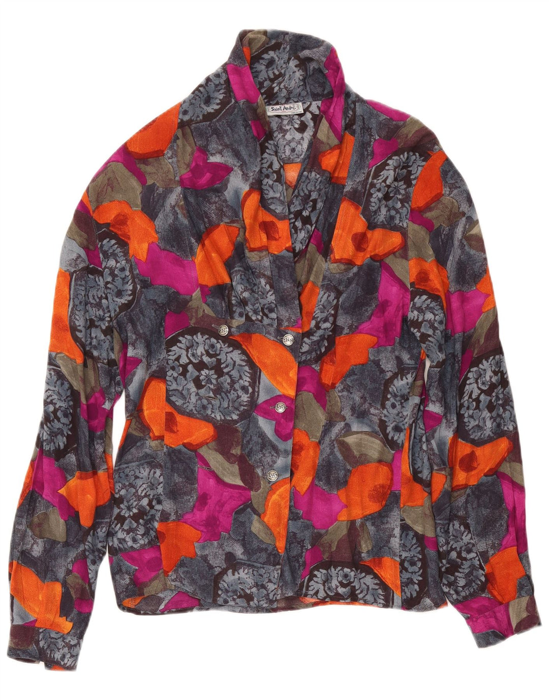 Женская блузка-рубашка Saint Andrews UK 14, средний разноцветный цветочный вискоза