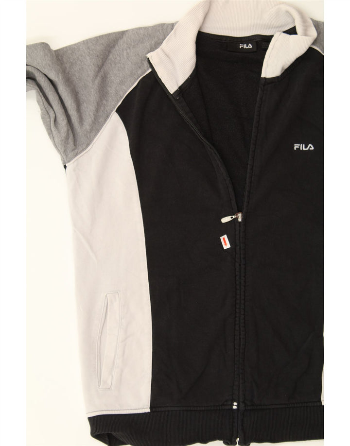 FILA Mens Tracksuit Top Jacket Small Black Colourblock Vintage Fila and Second-Hand Fila from Messina Hembry 