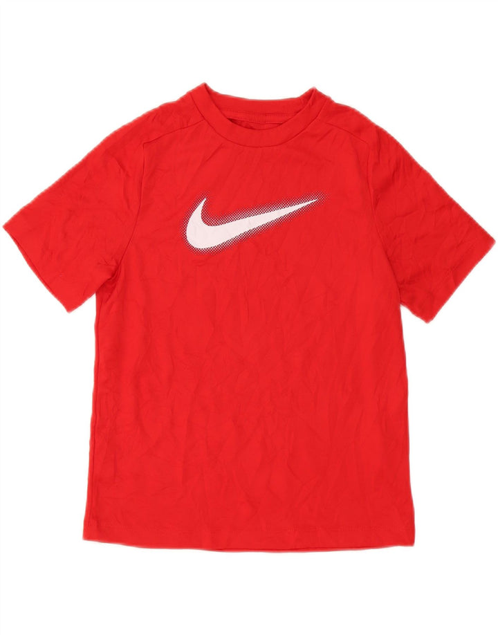Футболка с рисунком Nike Dri Fit для мальчиков, топ 10–11 лет, средний красный полиэстер