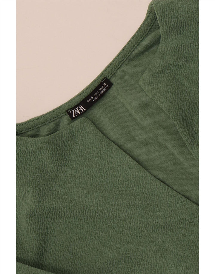 Женское платье свободного кроя с рукавом 3/4 Zara UK 10, маленькое зеленое