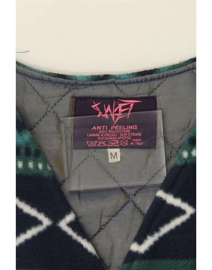 Винтажный женский флисовый жилет UK 14, средний зеленый цвет Argyle/Diamond Retro