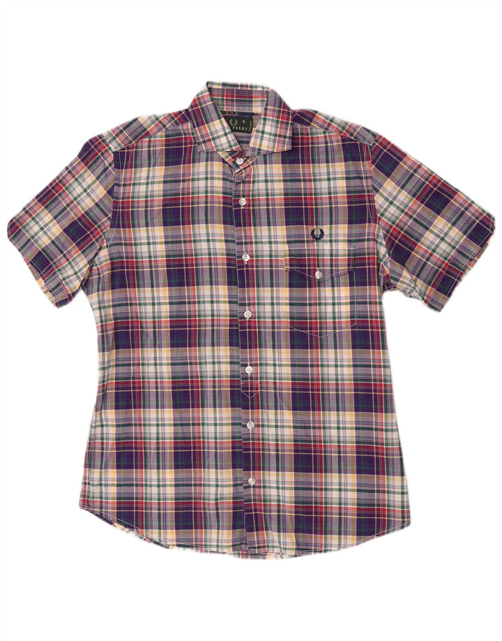 Мужская рубашка узкого кроя с коротким рукавом Fred Perry, маленькая разноцветная клетка