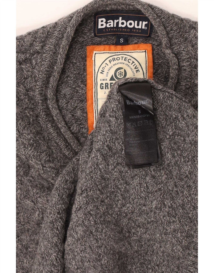 Мужской джемпер с круглым вырезом Barbour, маленький серый шерстяной свитер
