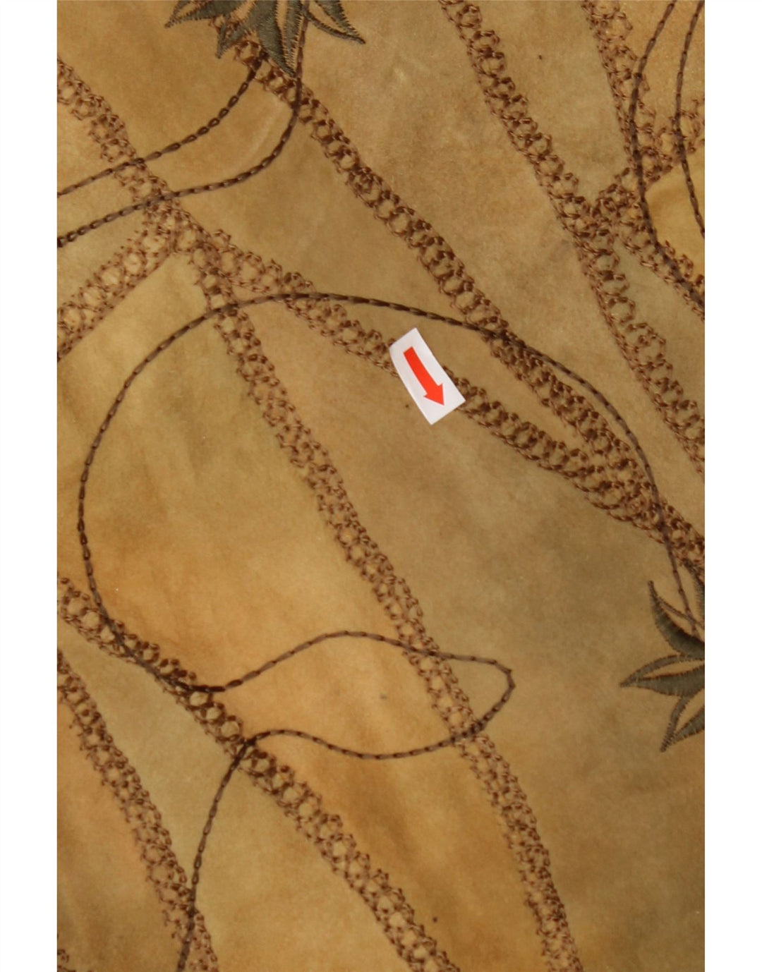 ВИНТАЖНЫЙ женский замшевый жилет EU 38 средний коричневый кожаный с цветочным принтом