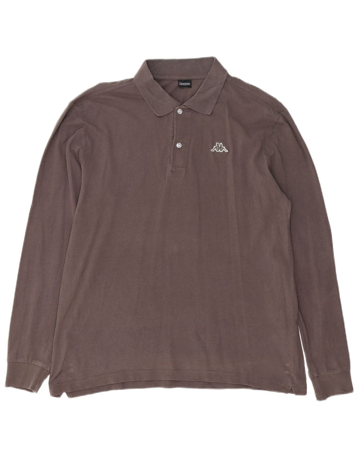 Мужская рубашка поло Kappa с длинным рукавом, большая серая, хлопок