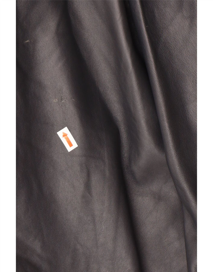 Винтажное женское кожаное пальто оверсайз IT 44 Medium Black Leather Classic