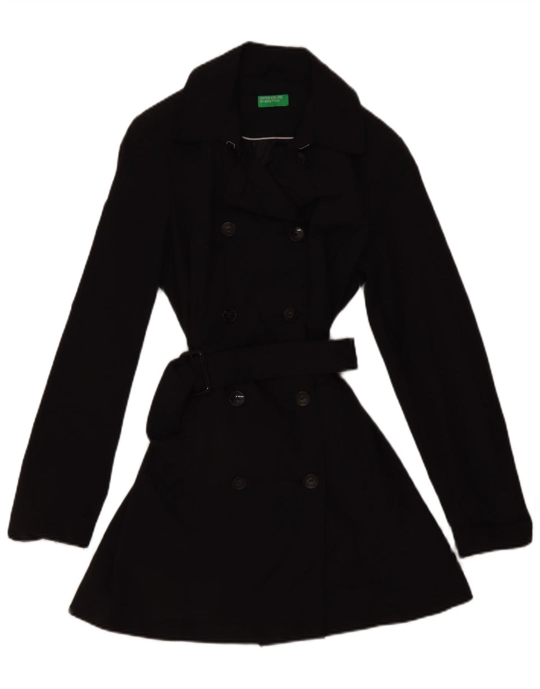 Женский тренч Benetton UK 12, средний черный, хлопок