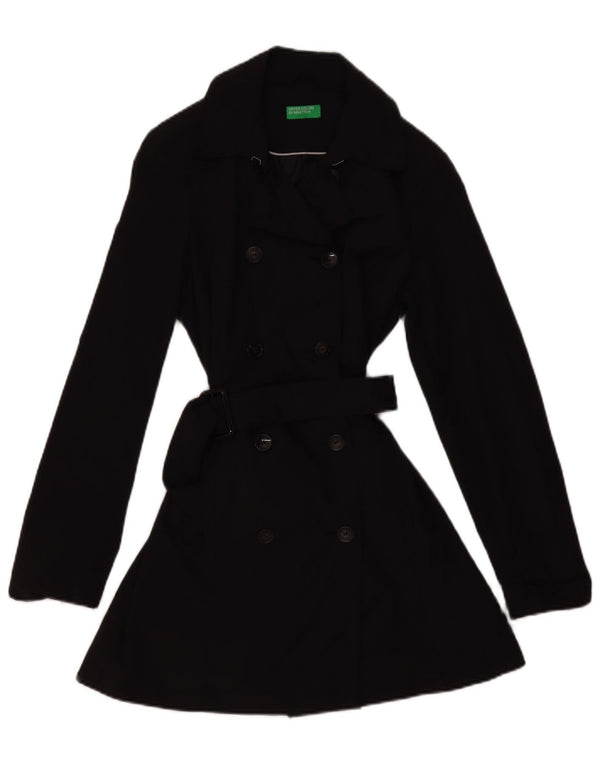Женский тренч Benetton UK 12, средний черный, хлопок