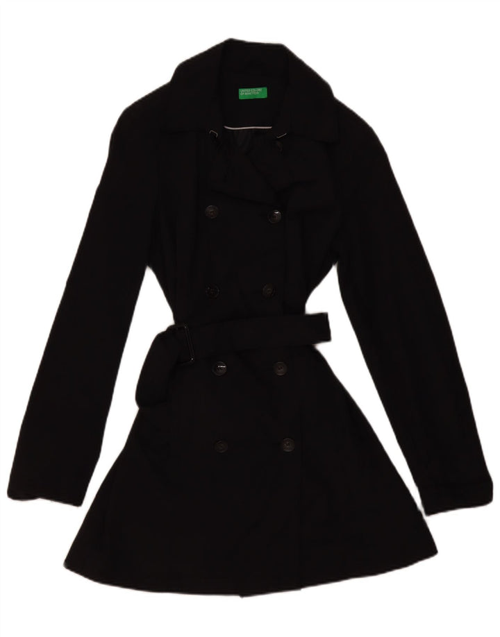 Женский тренч Benetton UK 12, средний черный, хлопок