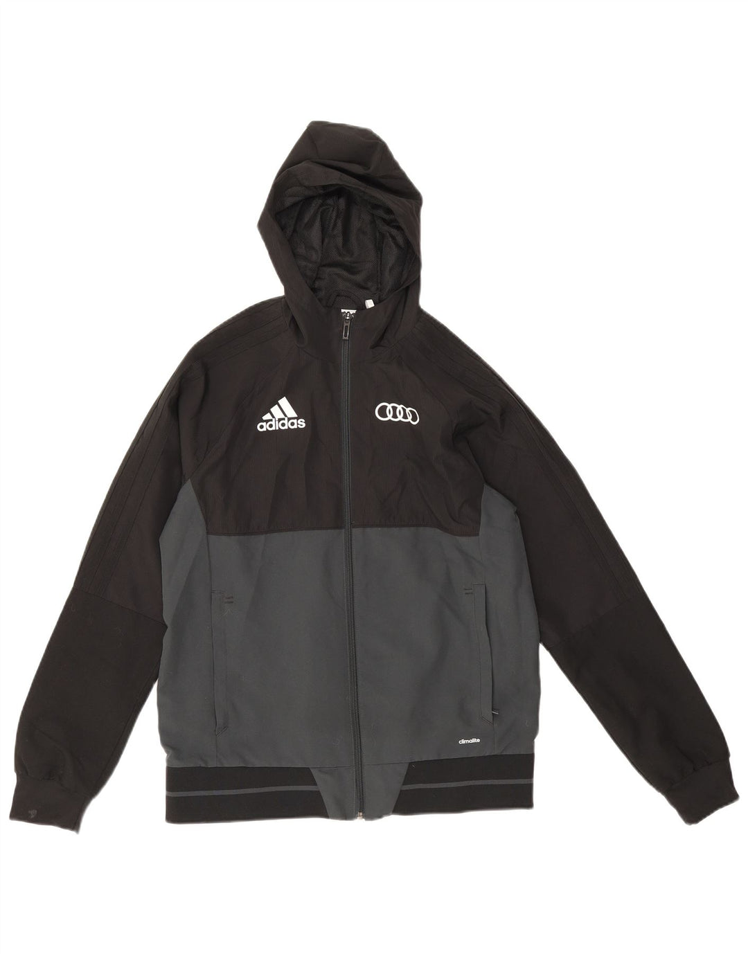 Дождевик с капюшоном Adidas для мальчиков 13–14 лет, черный полиэстер с цветными блоками
