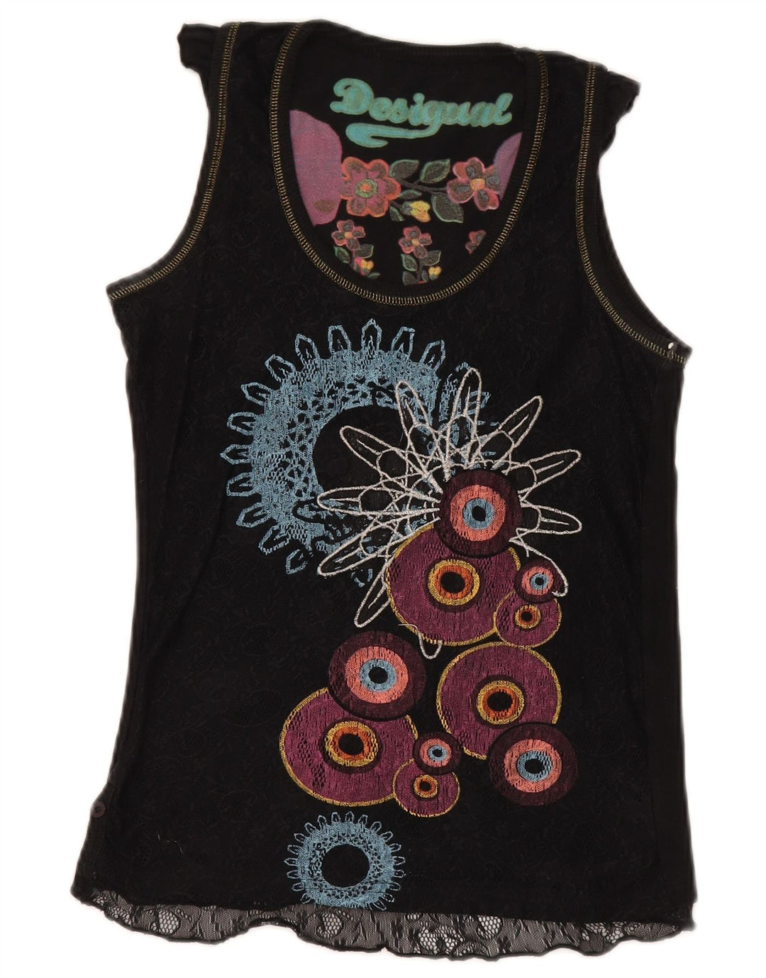 Женский жилет Desigual UK 12, средний черный, хлопок с геометрическим узором