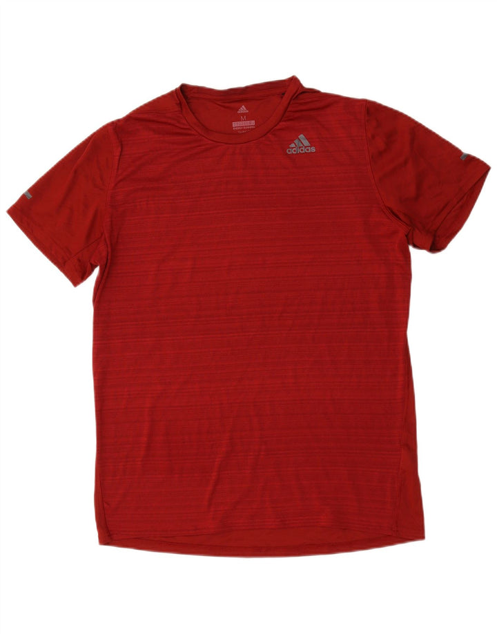Мужская футболка Adidas Climalite, верх из полиэстера в красную полоску среднего размера