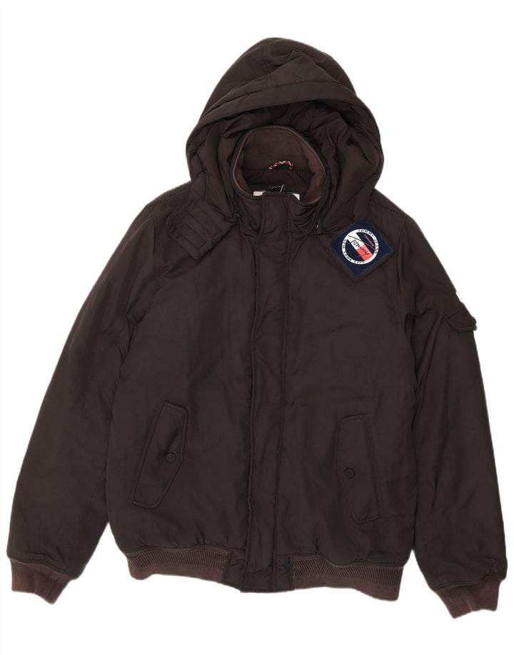 Мужская куртка-бомбер с капюшоном Tommy Hilfiger UK 42 XL, черный полиэстер