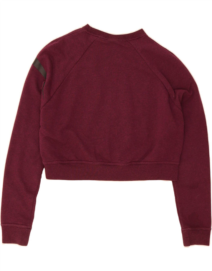 NIKE Womens Dri Fit Crop Graphic Sweatshirt Jumper Small Burgundy Vintage Nike and Second-Hand Nike from Messina Hembry 