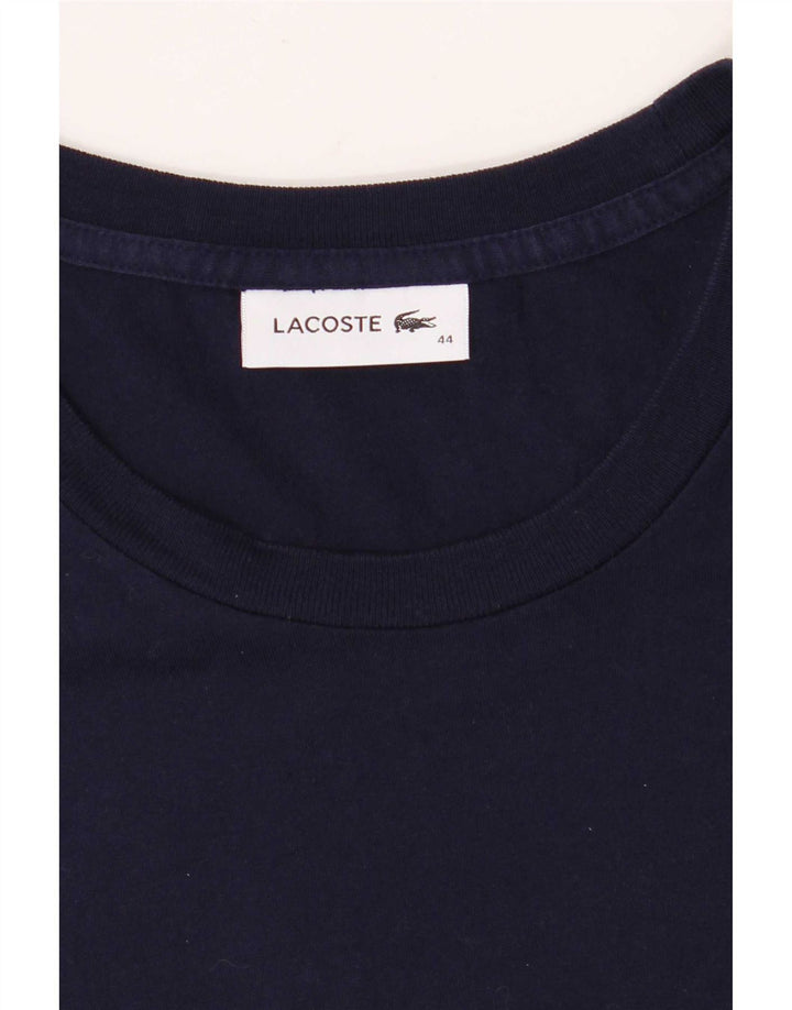 Женская футболка Lacoste, размер 44, большая, темно-синяя, хлопок