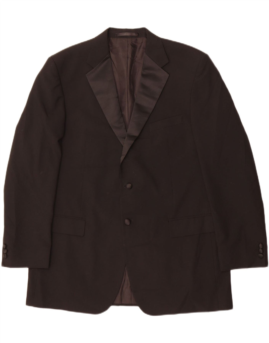MARKS & SPENCER Mens 2 Button Blazer Jacket UK 44 2XL Black Polyester Vintage Marks & Spencer and Second-Hand Marks & Spencer from Messina Hembry 