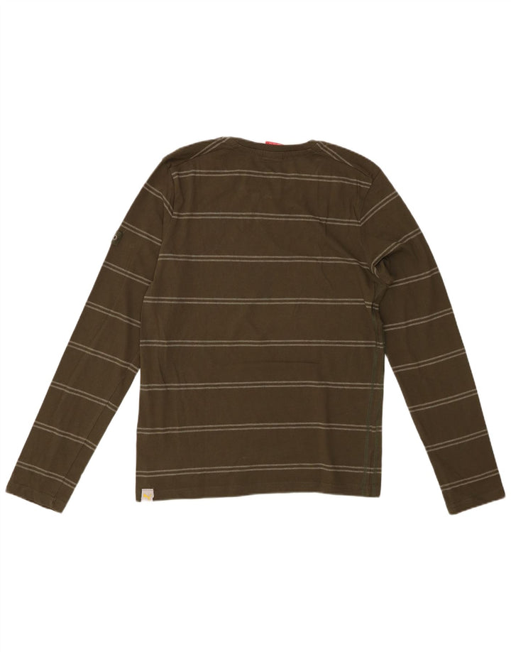 Мужской топ PUMA из хлопка с длинным рукавом, маленький цвет хаки в полоску