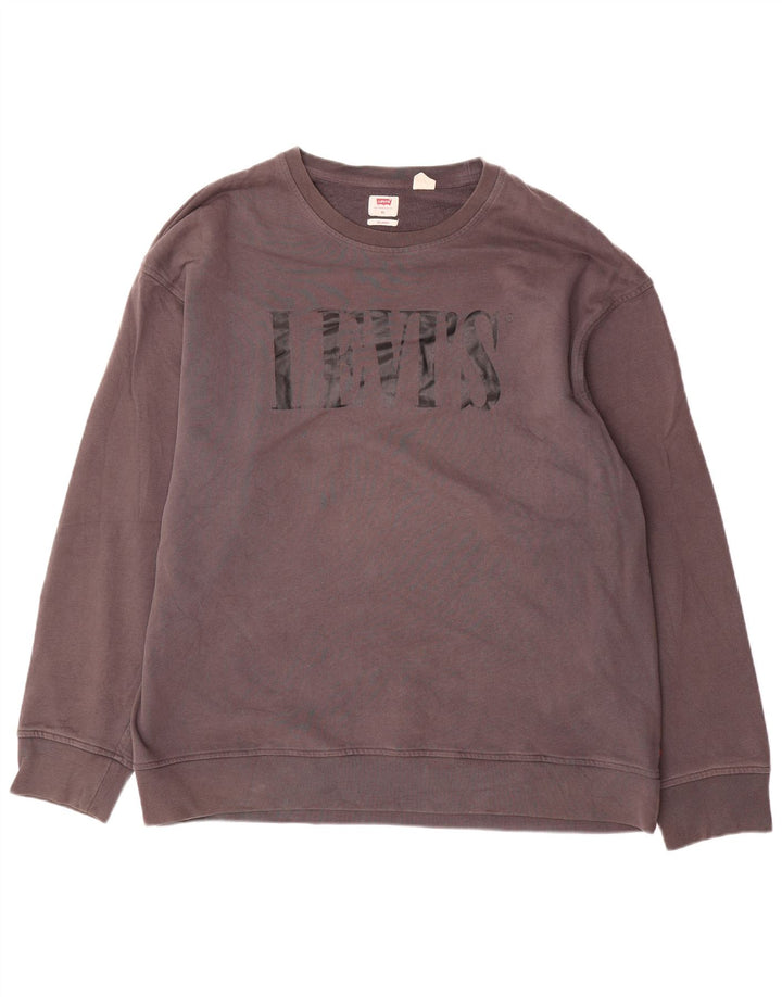 Мужской свободный свитшот с рисунком Levi's, XL, серый хлопок