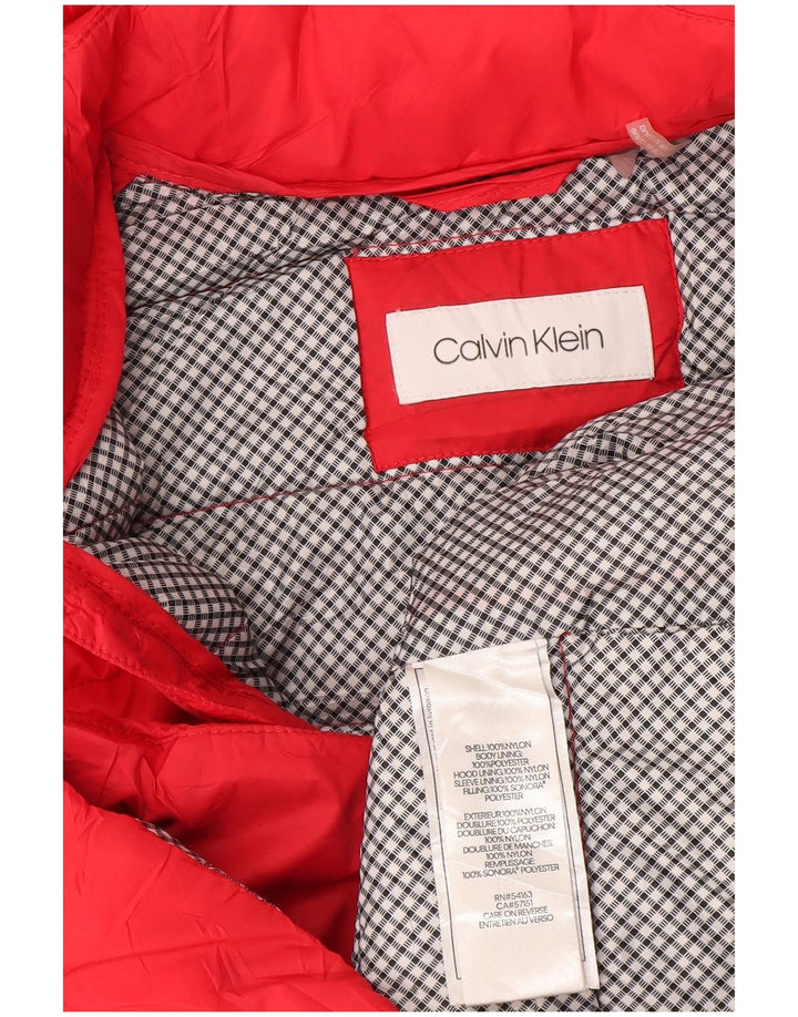 Женская утепленная куртка с капюшоном Calvin Klein UK 16, большой красный нейлон
