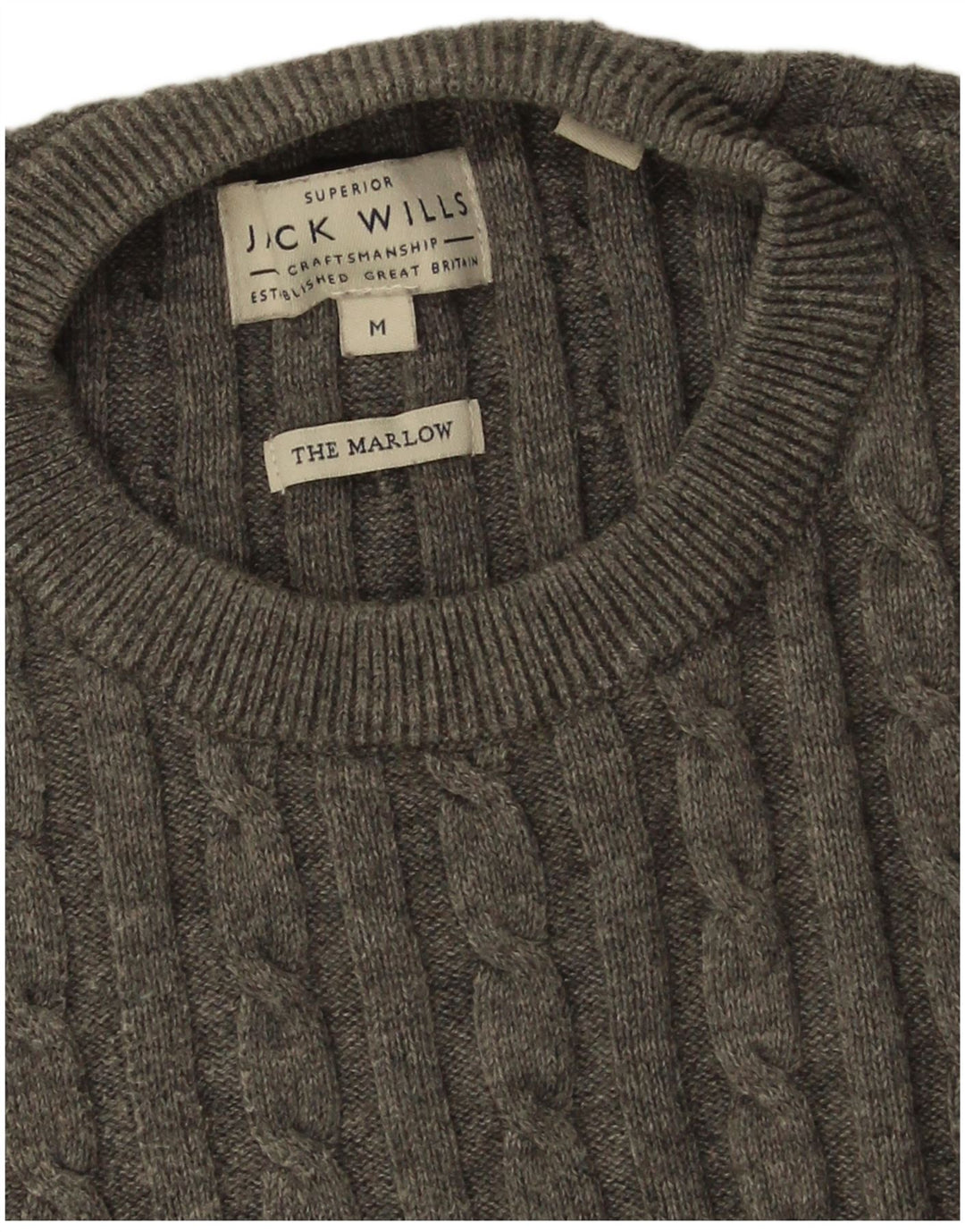 Мужской джемпер JACK WILLS The Marlow с круглым вырезом, средний серый