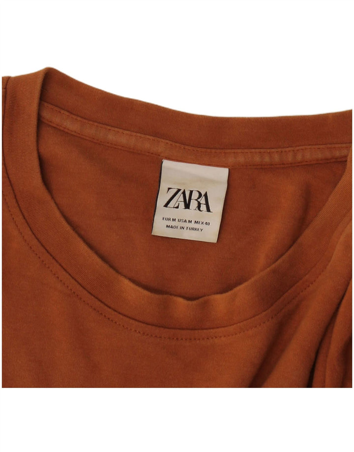 Мужская футболка Zara среднего размера, коричневая