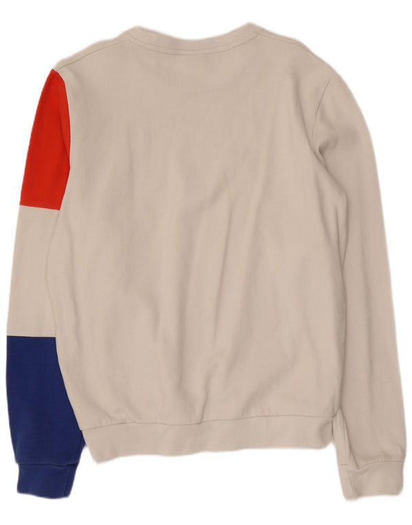 LE COQ SPORTIF Womens Sweatshirt Jumper UK 14 Medium White Colourblock