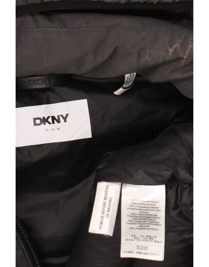 Женское стеганое пальто с капюшоном Dkny UK 14, средний серый полиэстер