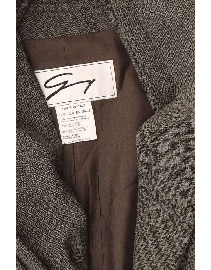 Женский пиджак Genny на 3 пуговицах, Великобритания 14, средний серый, с узором «в ёлочку», шерстяной