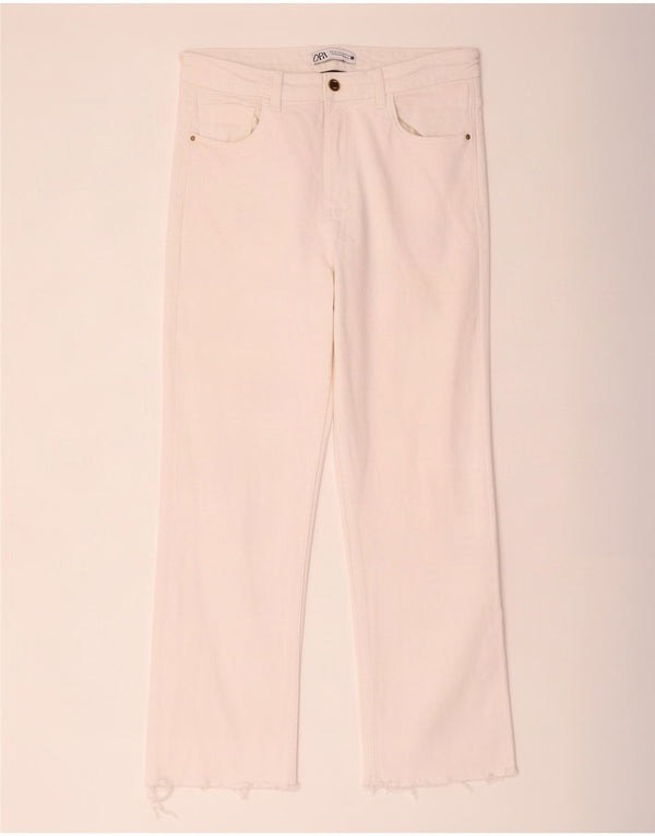 Zara Женские прямые джинсы EU 40 Medium W30 L25 Белый хлопок